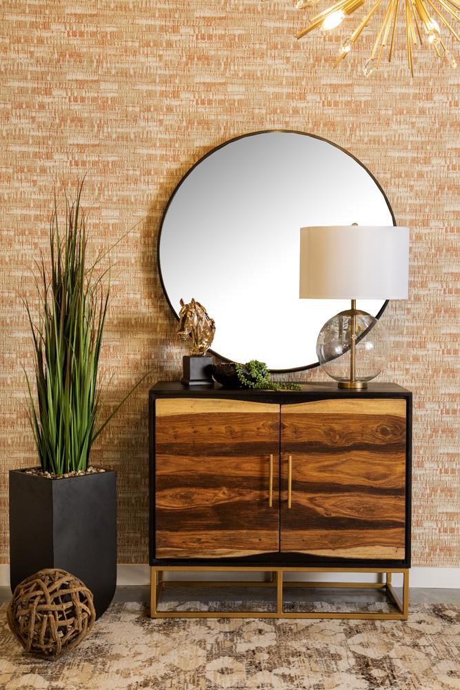 Zara Black Walnut/Gold 2-Drawer Accent Cabinet - 953447 - Bien Home Furniture & Electronics