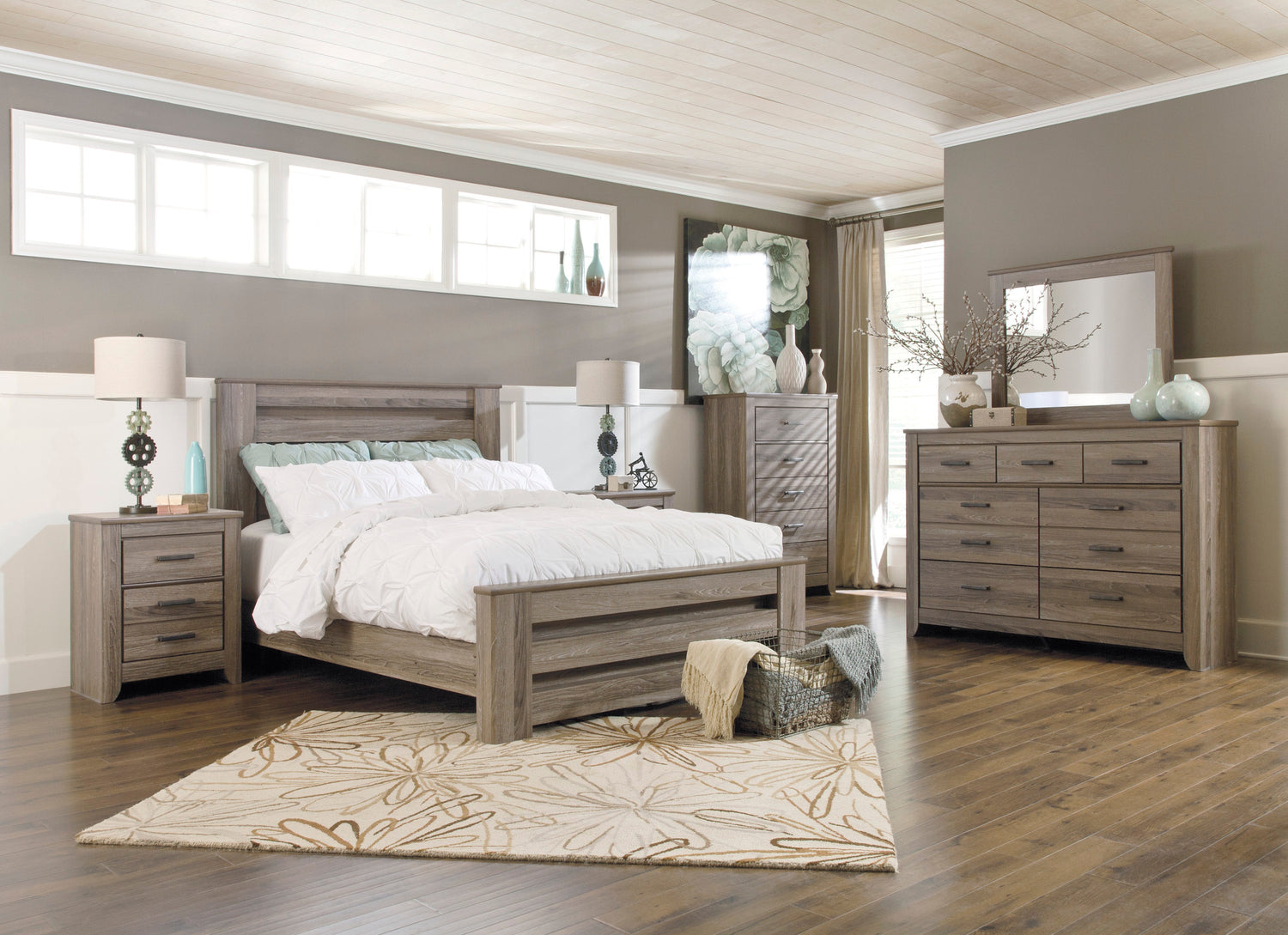 Zelen Warm Gray Panel Bedroom Set - SET | B248-66 | B248-68 | B248-99 | B248-31 | B248-36 - Bien Home Furniture & Electronics