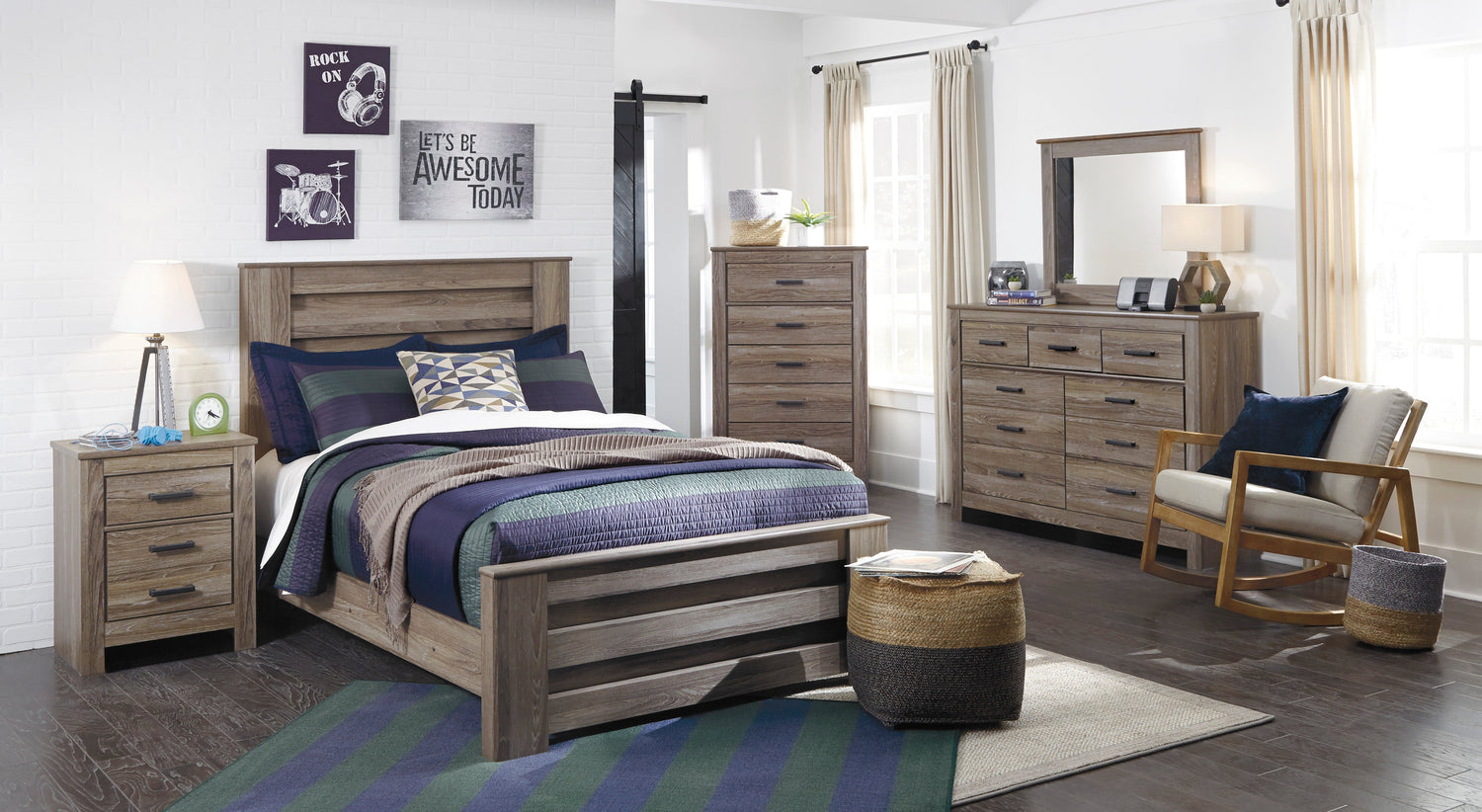 Zelen Warm Gray Panel Youth Bedroom Set - SET | B248-84 | B248-86 | B248-87 | B248-31 | B248-36 | B248-92 | B248-46 - Bien Home Furniture & Electronics