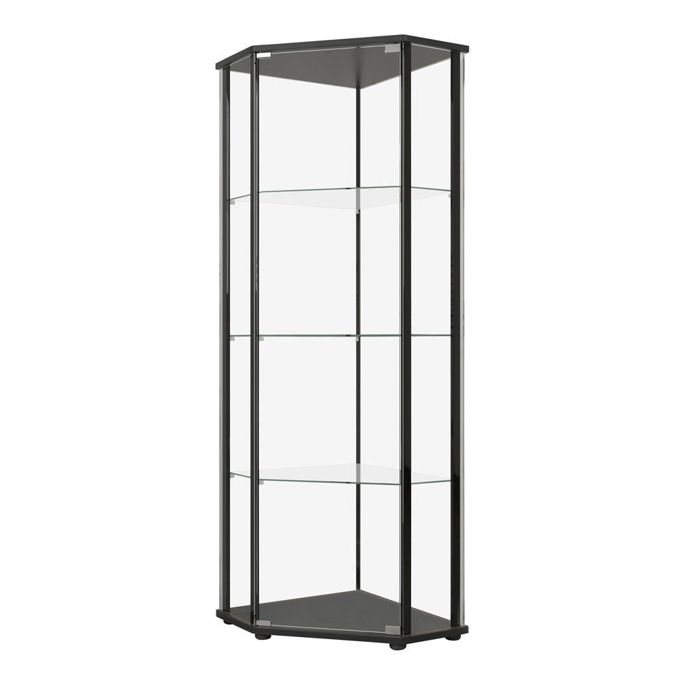 Zenobia Clear/Black Glass Shelf Curio Cabinet - 953234 - Bien Home Furniture & Electronics