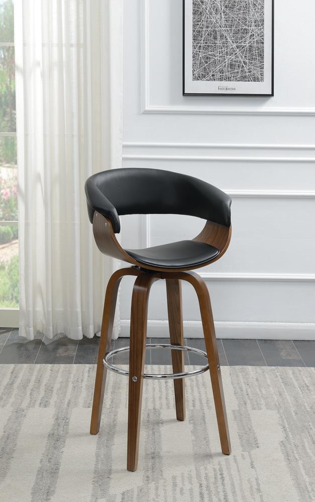 Zion Walnut/Black Upholstered Swivel Bar Stool - 100205 - Bien Home Furniture &amp; Electronics