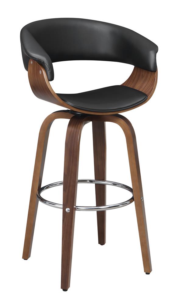 Zion Walnut/Black Upholstered Swivel Bar Stool - 100205 - Bien Home Furniture & Electronics