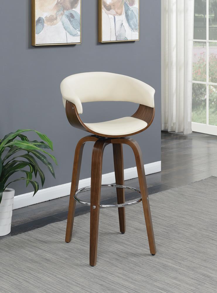 Zion Walnut/Ecru Upholstered Swivel Bar Stool - 100206 - Bien Home Furniture &amp; Electronics