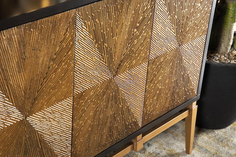 Zira Brown/Antique Gold Sunburst 4-Door Accent Cabinet - 953497 - Bien Home Furniture & Electronics