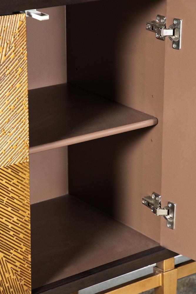 Zira Brown/Antique Gold Sunburst 4-Door Accent Cabinet - 953497 - Bien Home Furniture & Electronics