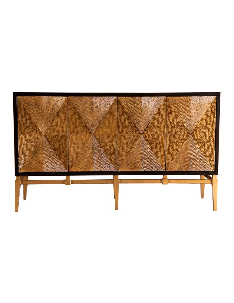 Zira Brown/Antique Gold Sunburst 4-Door Accent Cabinet - 953497 - Bien Home Furniture & Electronics