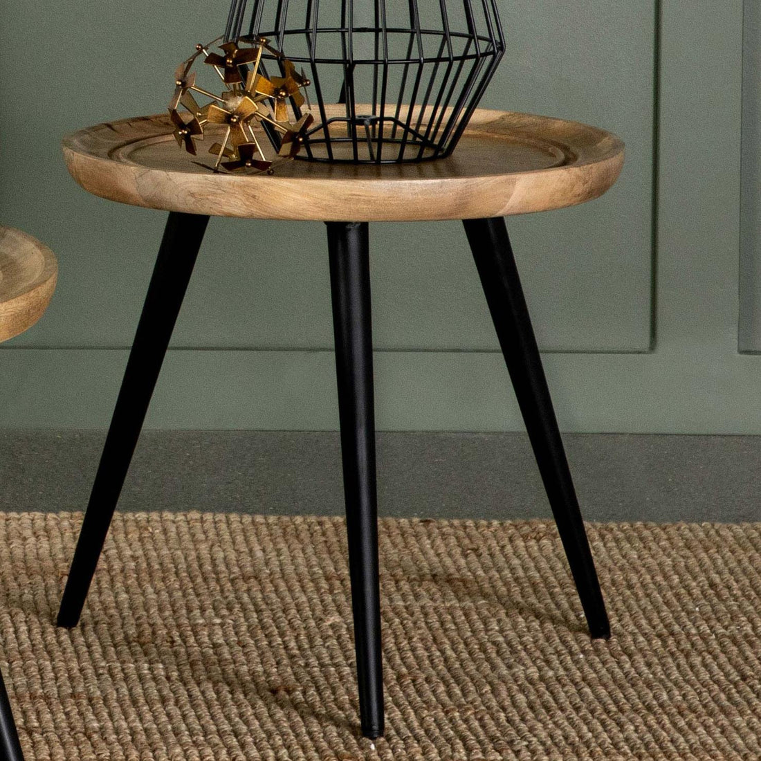 Zoe Round End Table with Trio Legs Natural/Black - 736107 - Bien Home Furniture &amp; Electronics