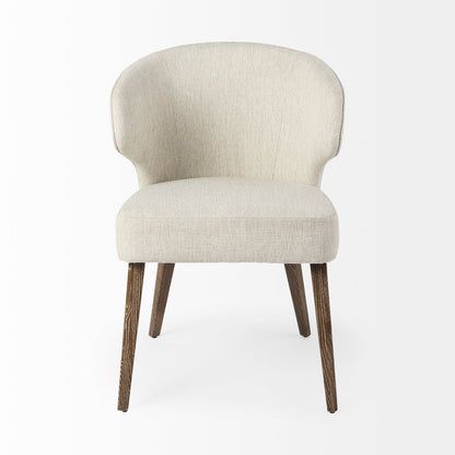 Niles 22.5L x 24.0W x 32.0H Cream Fabric Seat W/ Medium Brown Wooden Legs Wingback  Dining Chair