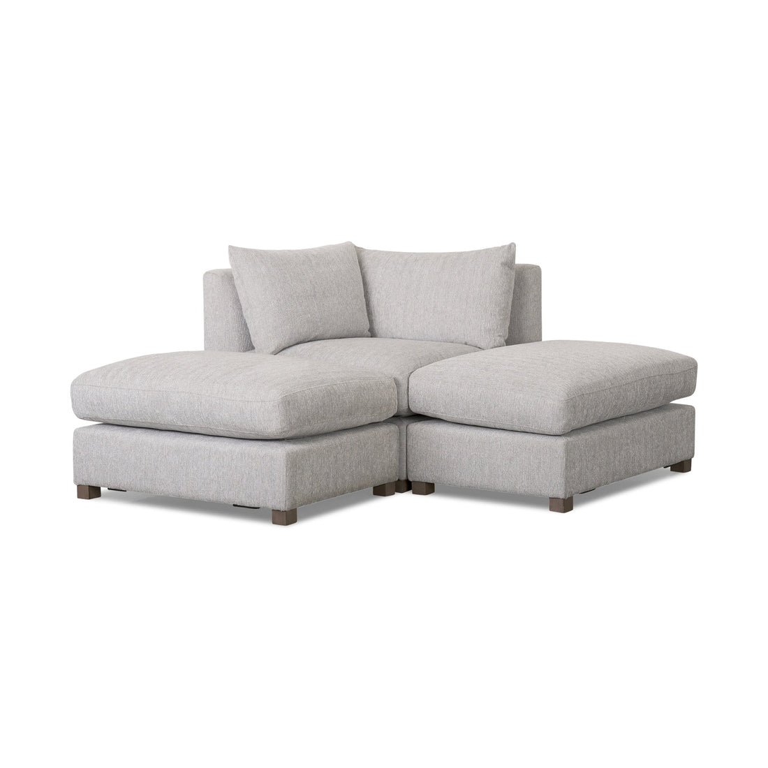 Valence 3 Piece Light Gray Modular Sofa Set (Included 2 x Ottoman)
