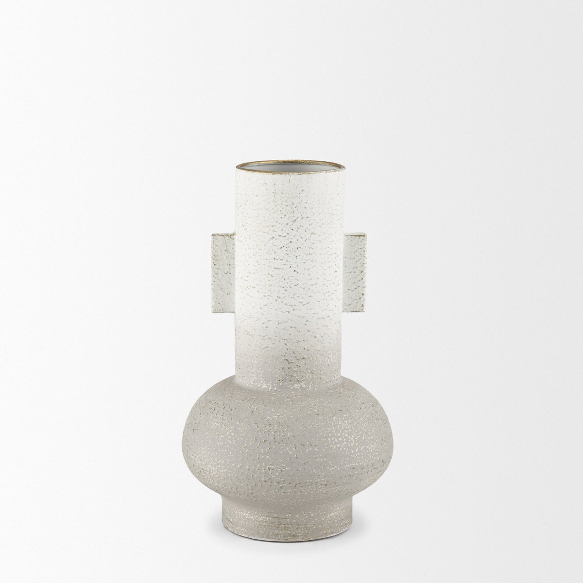 Torres Small Textured Off White w/ Gold Metal Vase