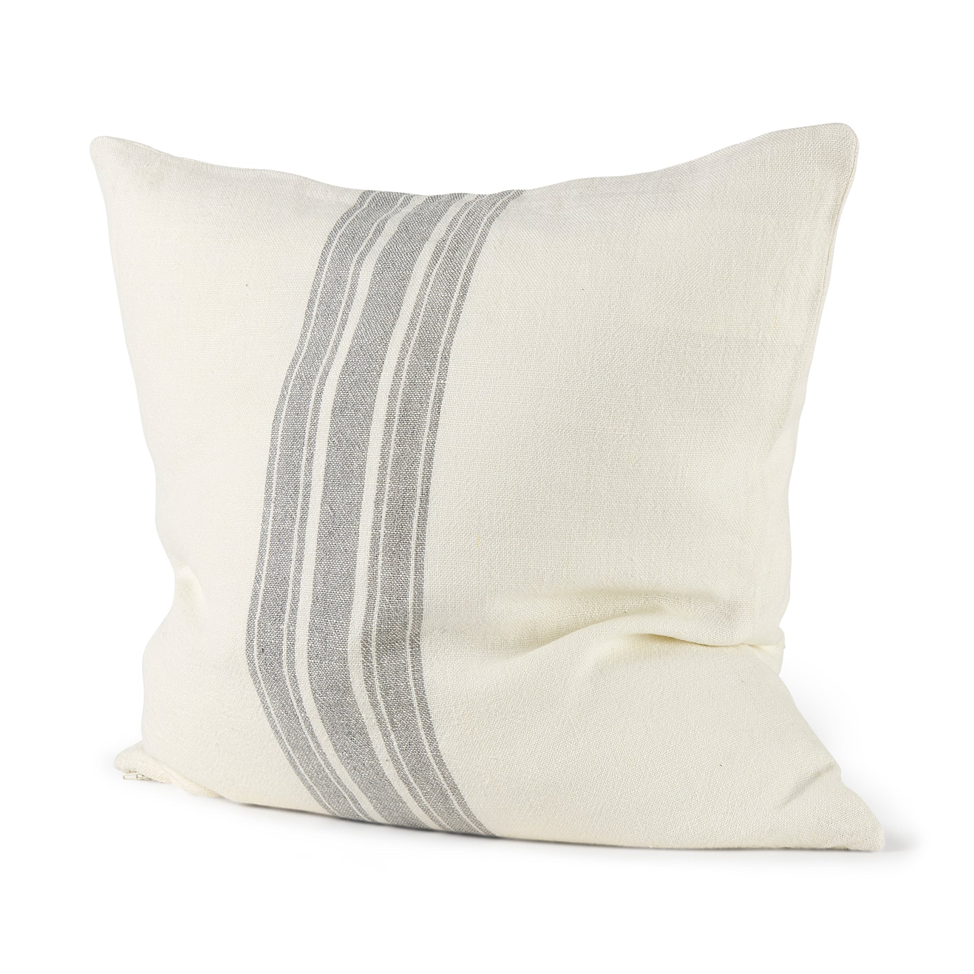 Patrice 22x22 Cream With Gray Stripes Pillow Cover w/Filler, Set of 2