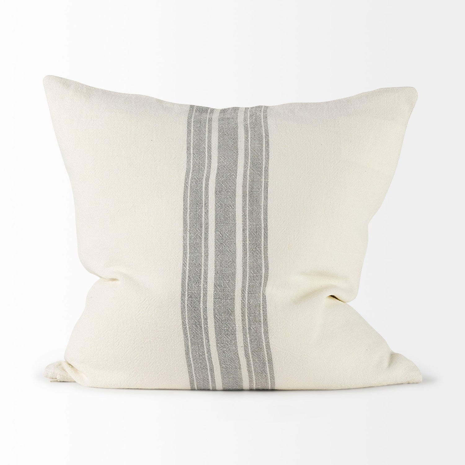 Patrice 22x22 Cream With Gray Stripes Pillow Cover w/Filler, Set of 2