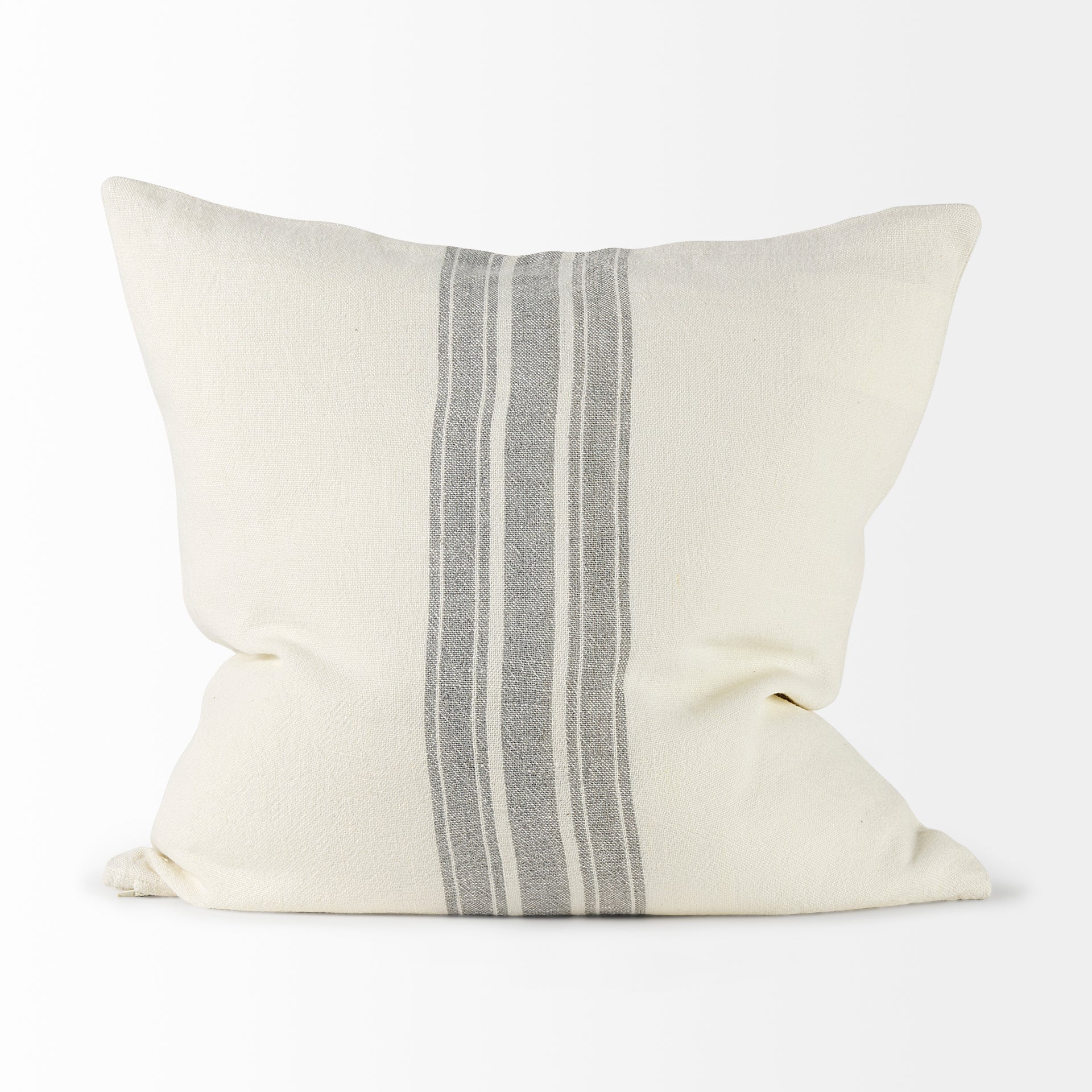Patrice 22x22 Cream With Gray Stripes Pillow Cover w/Filler, Set of 2