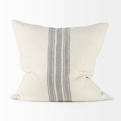 Patrice 22x22 Cream With Gray Stripes Pillow Cover w/Filler, Set of 2