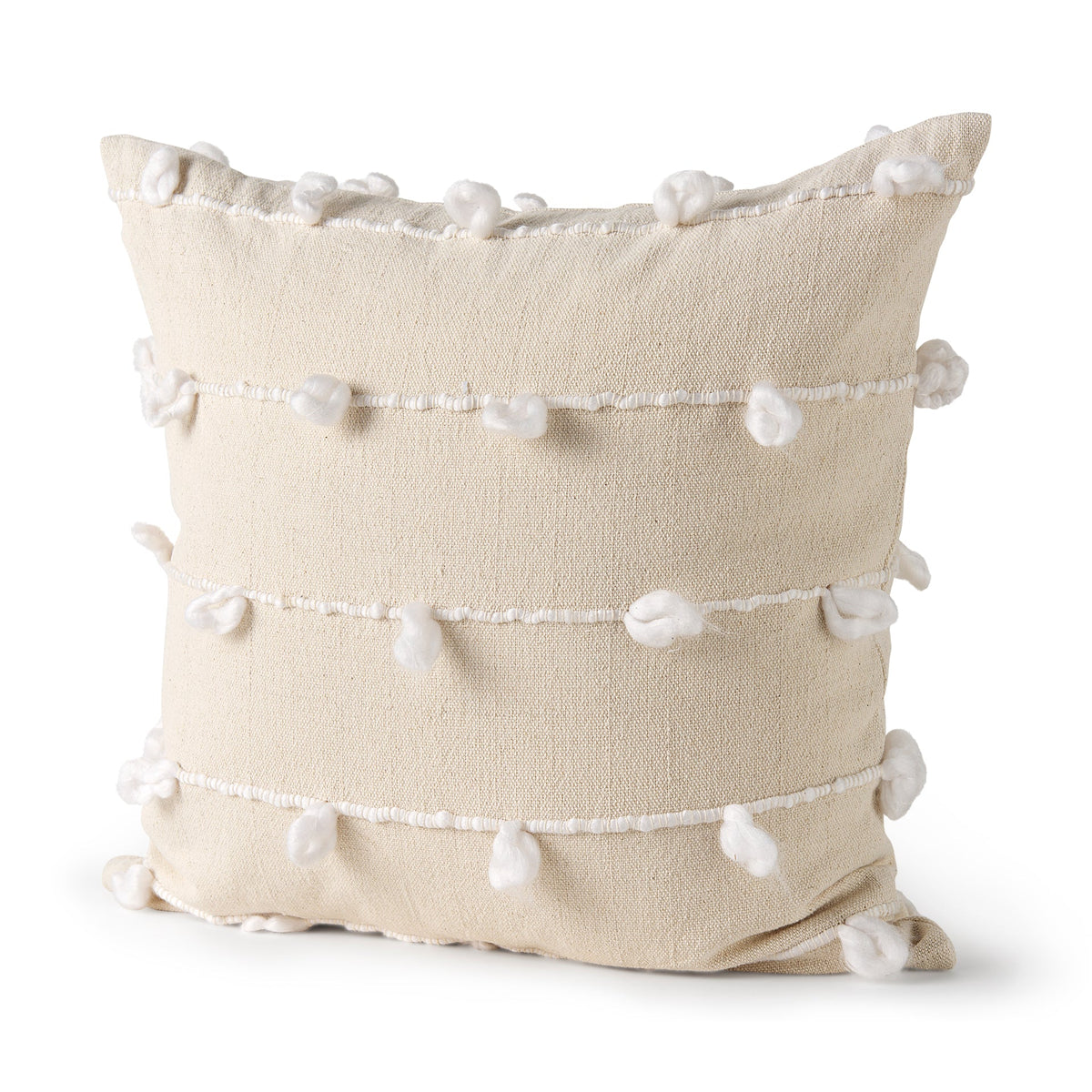 Erica 20x20 Cream With White Detail Pillow Cover w/Down Filler, Set of 2