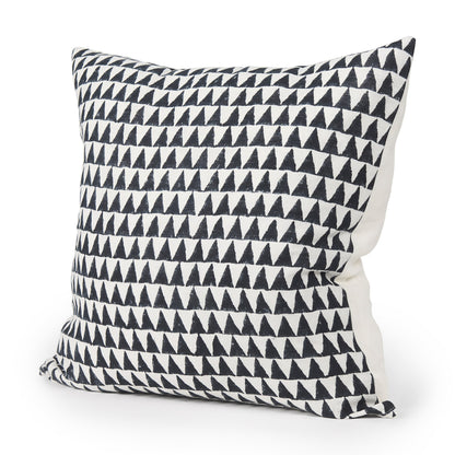 Jolie 22x22 Cream w/ Black Print Linen Square Pillow Cover w/Filler, Set of 2