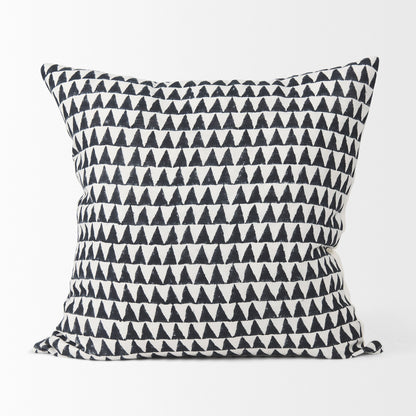 Jolie 22x22 Cream w/ Black Print Linen Square Pillow Cover w/Filler, Set of 2