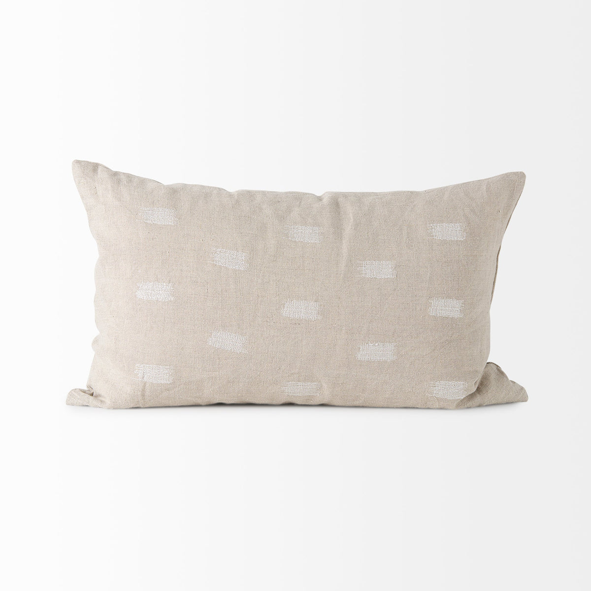 Lacey 13x21 Beige/White Decorative Pillow Cover w/Non-Allergen Filler, Set of 2