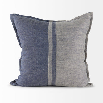 Aubrielle 20x20 Gray and Blue FabricPillow Cover w/Non-Allergen Filler, Set of 2