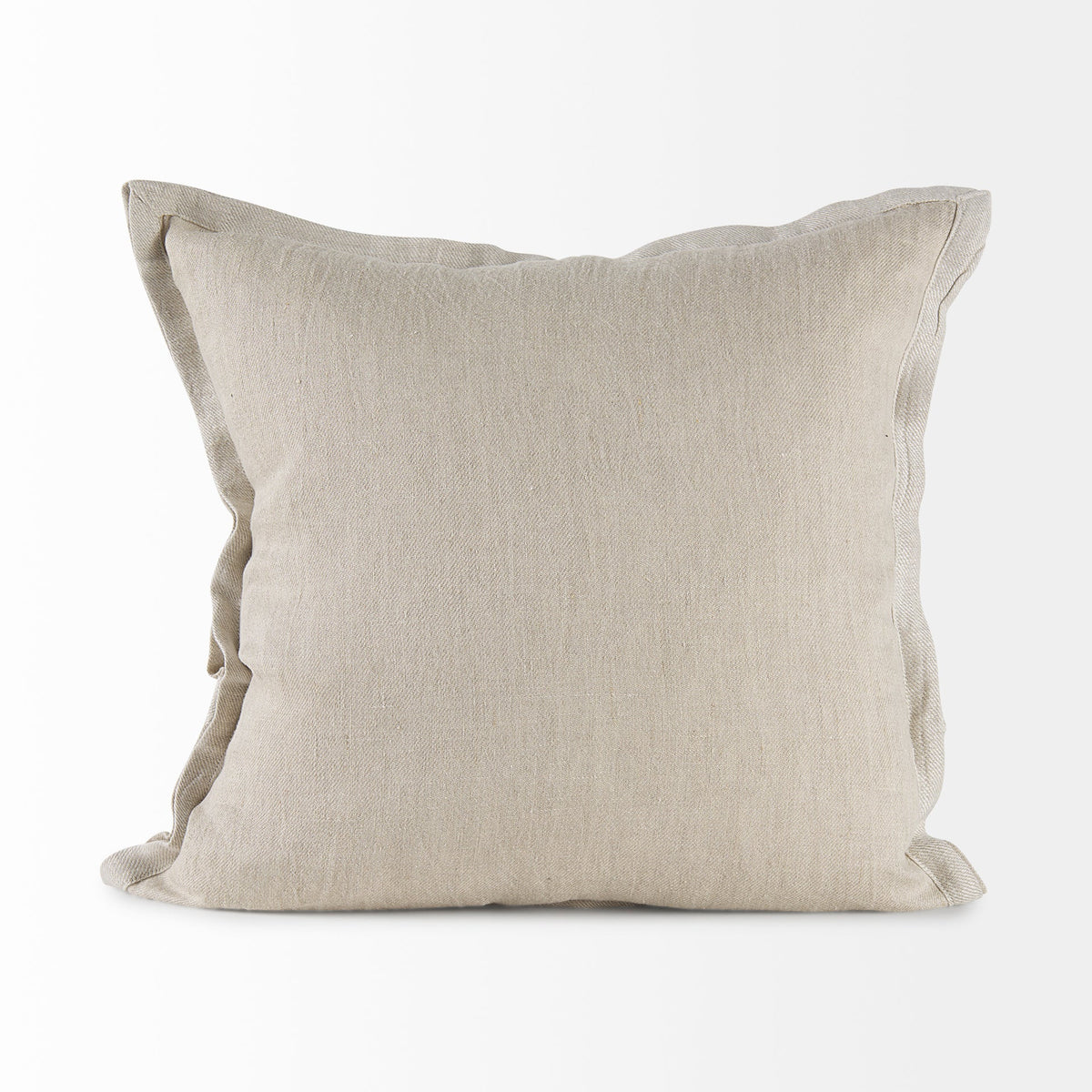 Mae 20L x 20W Beige Fabric Pillow Cover w/Non-Allergen Filler, Set of 2