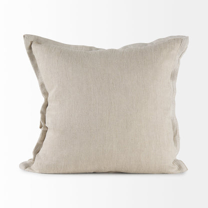 Mae 20L x 20W Beige Fabric Pillow Cover w/Non-Allergen Filler, Set of 2
