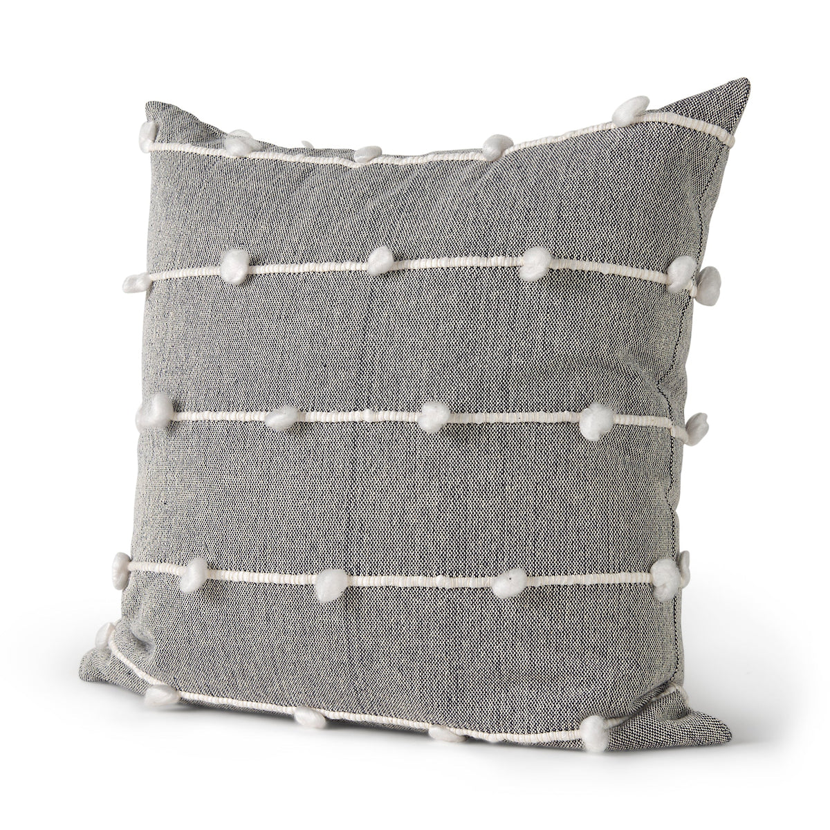 Linda 20x20 Navy And Cream With White Detail Pillow Cover w/Non-Allergen Filler, Set of 2