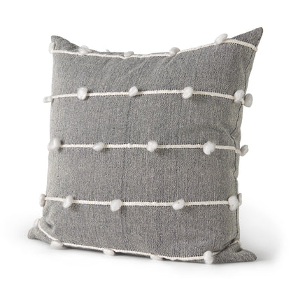 Linda 20x20 Navy And Cream With White Detail Pillow Cover w/Non-Allergen Filler, Set of 2
