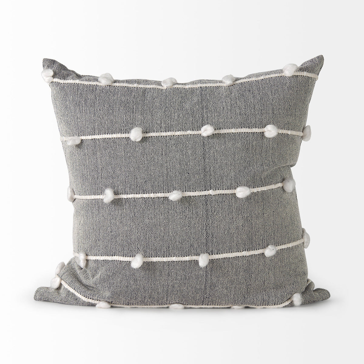 Linda 20x20 Navy And Cream With White Detail Pillow Cover w/Non-Allergen Filler, Set of 2