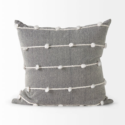 Linda 20x20 Navy And Cream With White Detail Pillow Cover w/Non-Allergen Filler, Set of 2
