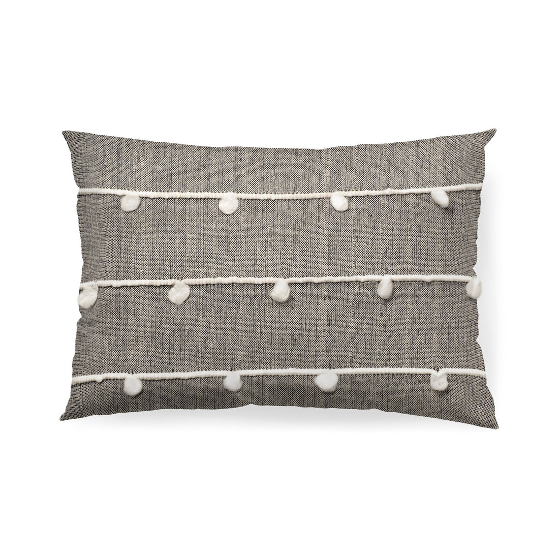 Linda 13x21 Navy And Cream With White Detail Pillow Cover w/Non-Allergen Filler, Set of 2