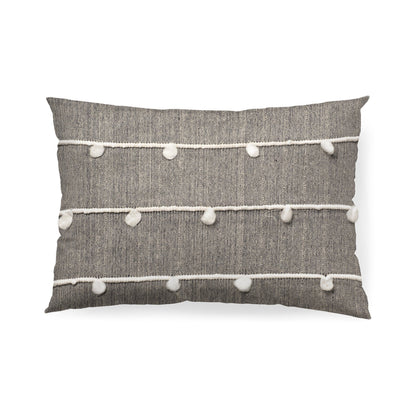 Linda 13x21 Navy And Cream With White Detail Pillow Cover w/Non-Allergen Filler, Set of 2