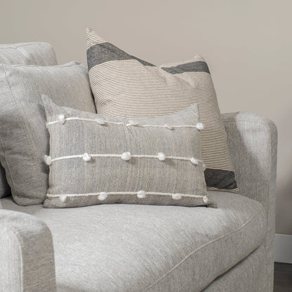 Linda 13x21 Navy And Cream With White Detail Pillow Cover w/Non-Allergen Filler, Set of 2
