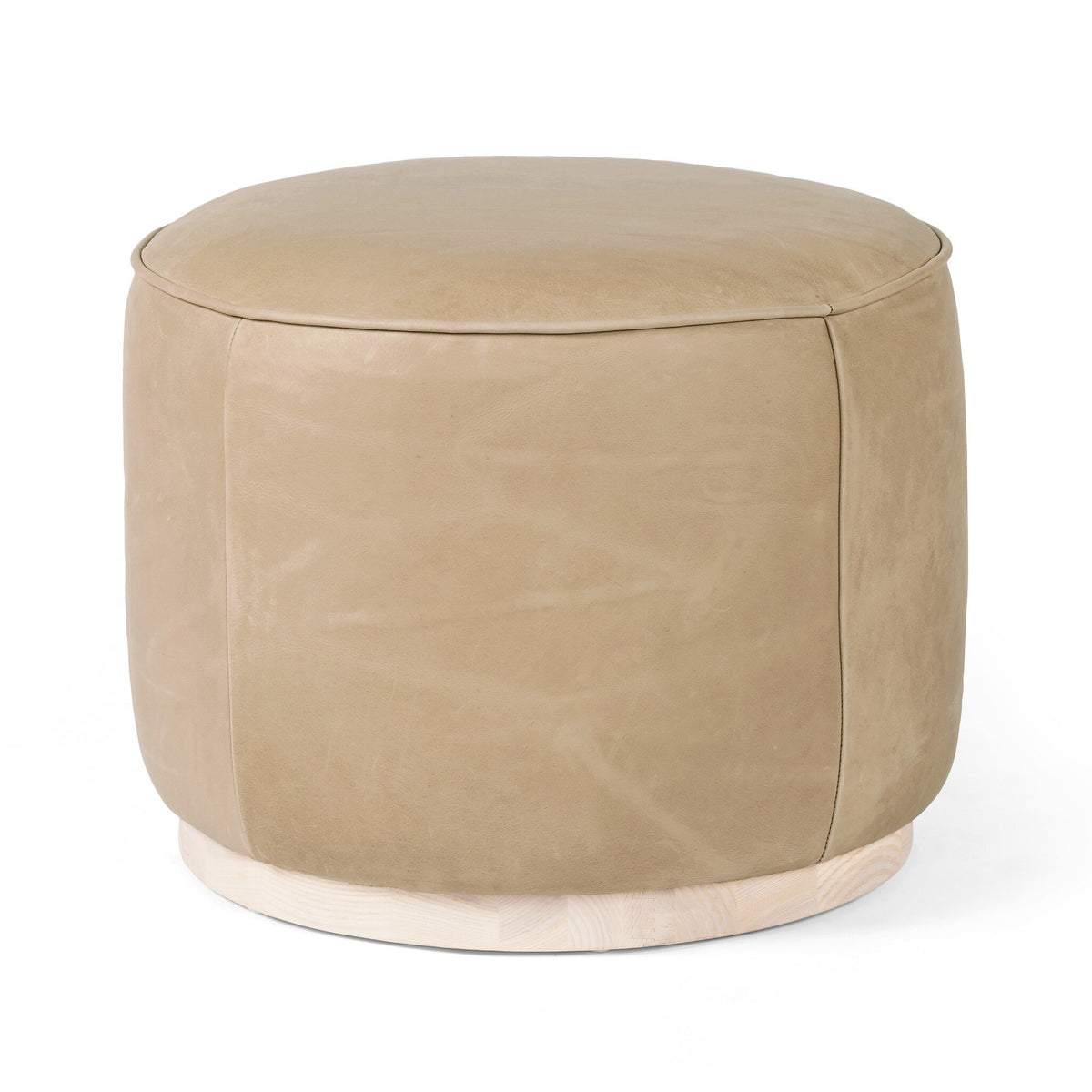 Sinclair Round Ottoman in Harness Burlap