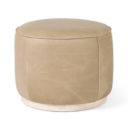 Sinclair Round Ottoman in Harness Burlap