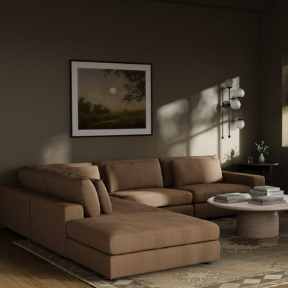 Bloor 4-Piece Sectional W/ Ottoman in Savoy Ochre