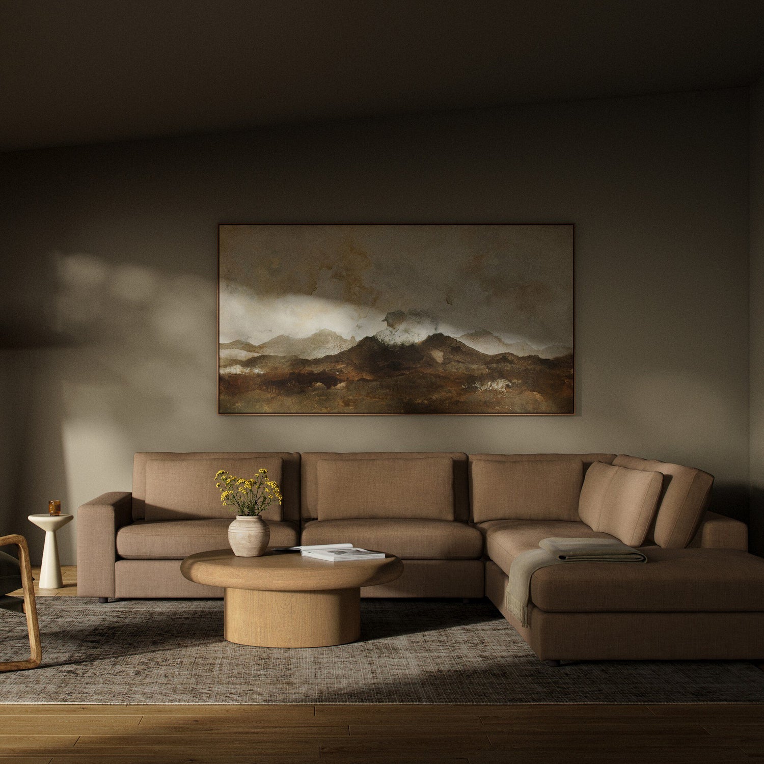 Bloor 4-Piece Sectional W/ Ottoman in Savoy Ochre