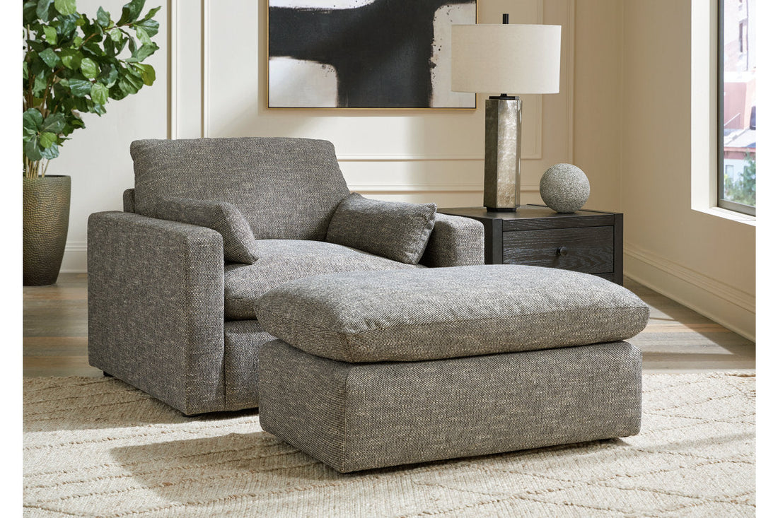 Dramatic Granite Oversized Chair and Ottoman -  Ashley - Luna Furniture