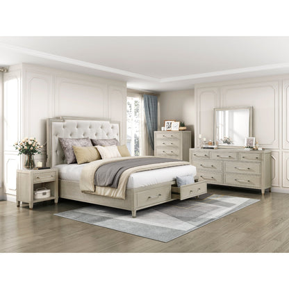 Genoa Light Oak Upholstered Storage Platform Bedroom Set from Homelegance - Luna Furniture