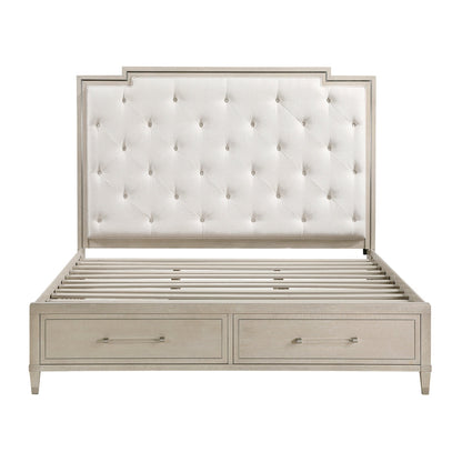 Genoa Light Oak King Upholstered Storage Platform Bed from Homelegance - Luna Furniture