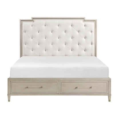 Genoa Light Oak Upholstered Storage Platform Bedroom Set from Homelegance - Luna Furniture