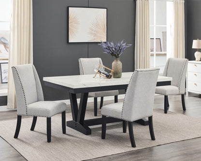 Vance Light Gray Faux Marble Dining Set from Crown Mark - Luna Furniture