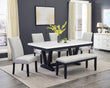 Varley Light Gray Genuine Marble Dining Set from Crown Mark - Luna Furniture