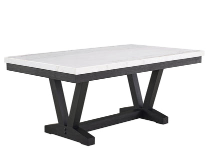 Varley Light Gray Genuine Marble Dining Set from Crown Mark - Luna Furniture