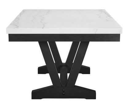 Varley Light Gray Genuine Marble Dining Set from Crown Mark - Luna Furniture