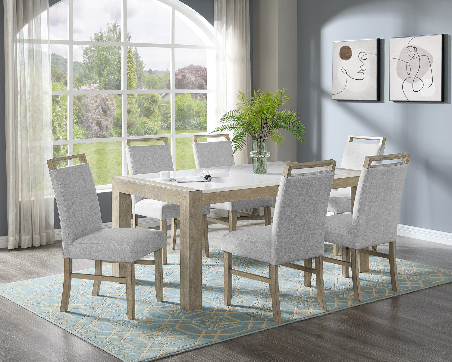 Dune Light Gray Genuine Marble Dining Table from Crown Mark - Luna Furniture