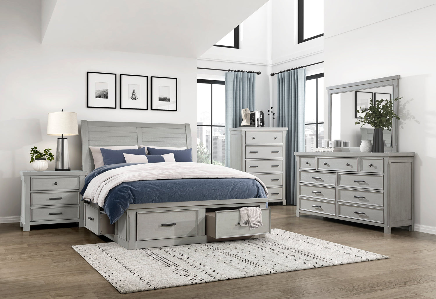 Willowbrook Light Gray Storage Platform Bedroom Set from Homelegance - Luna Furniture