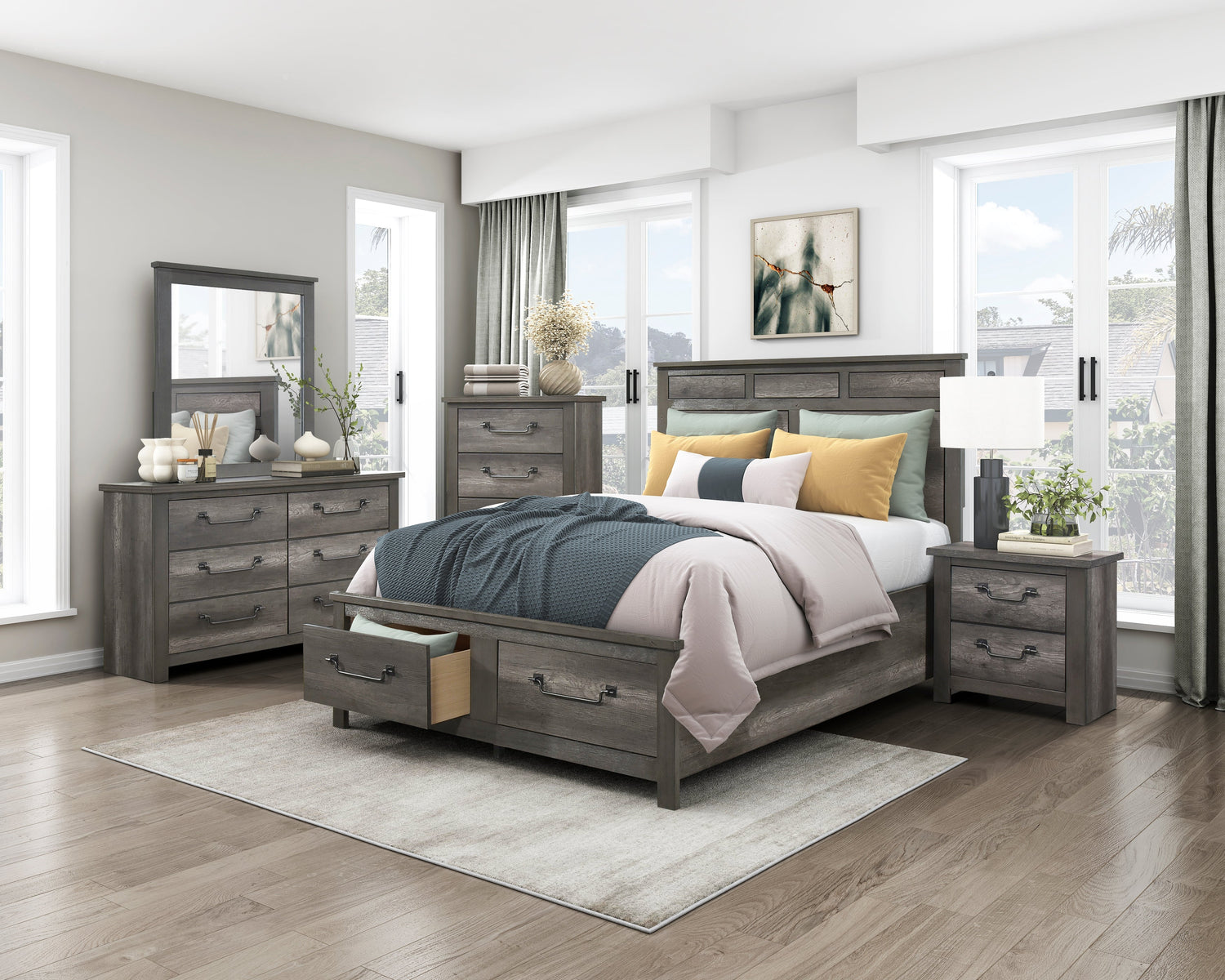 Lenior Gray Queen Storage Platform Bed from Homelegance - Luna Furniture