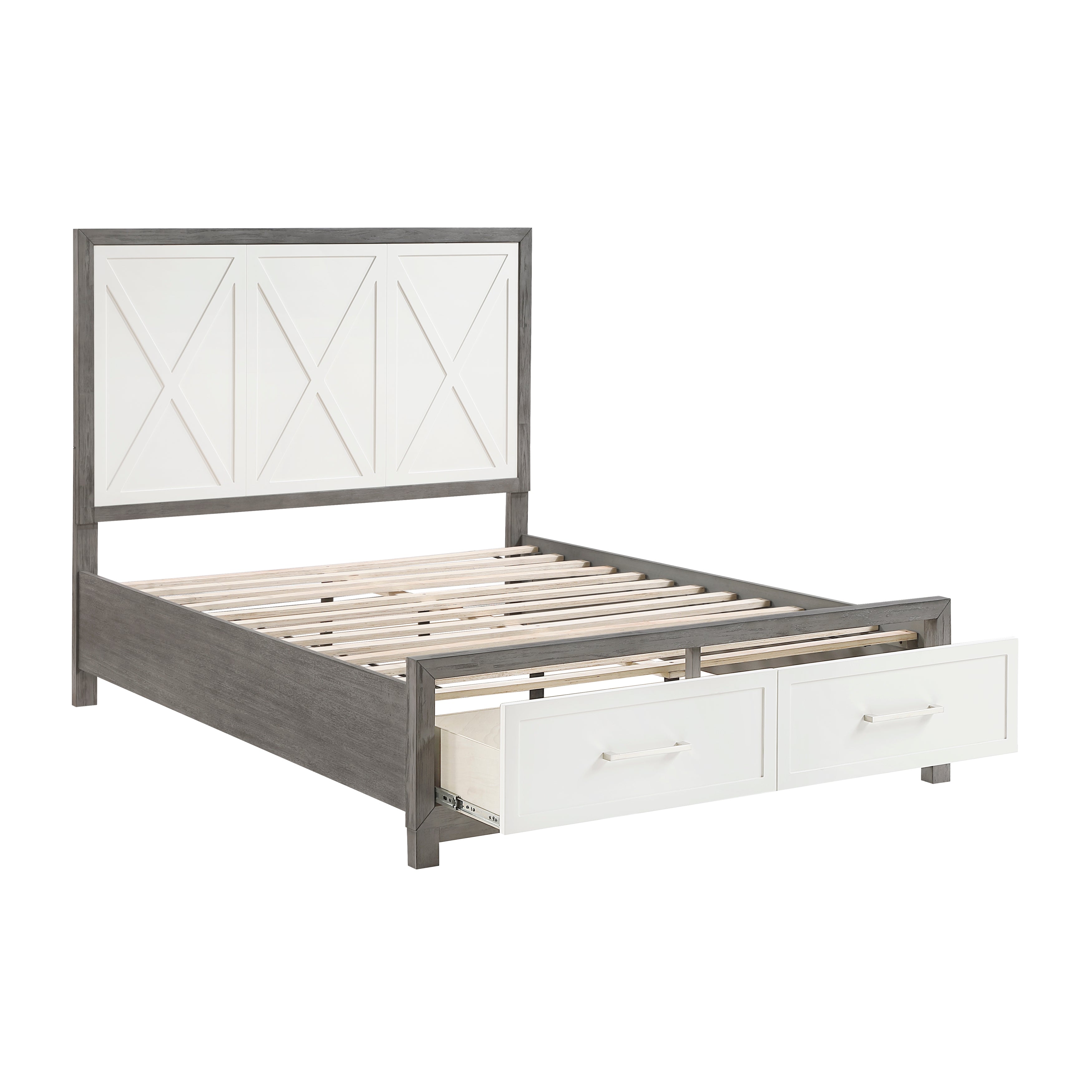 1366-1* (3) Queen Platform Bed with Footboard Storage - 1366-1*