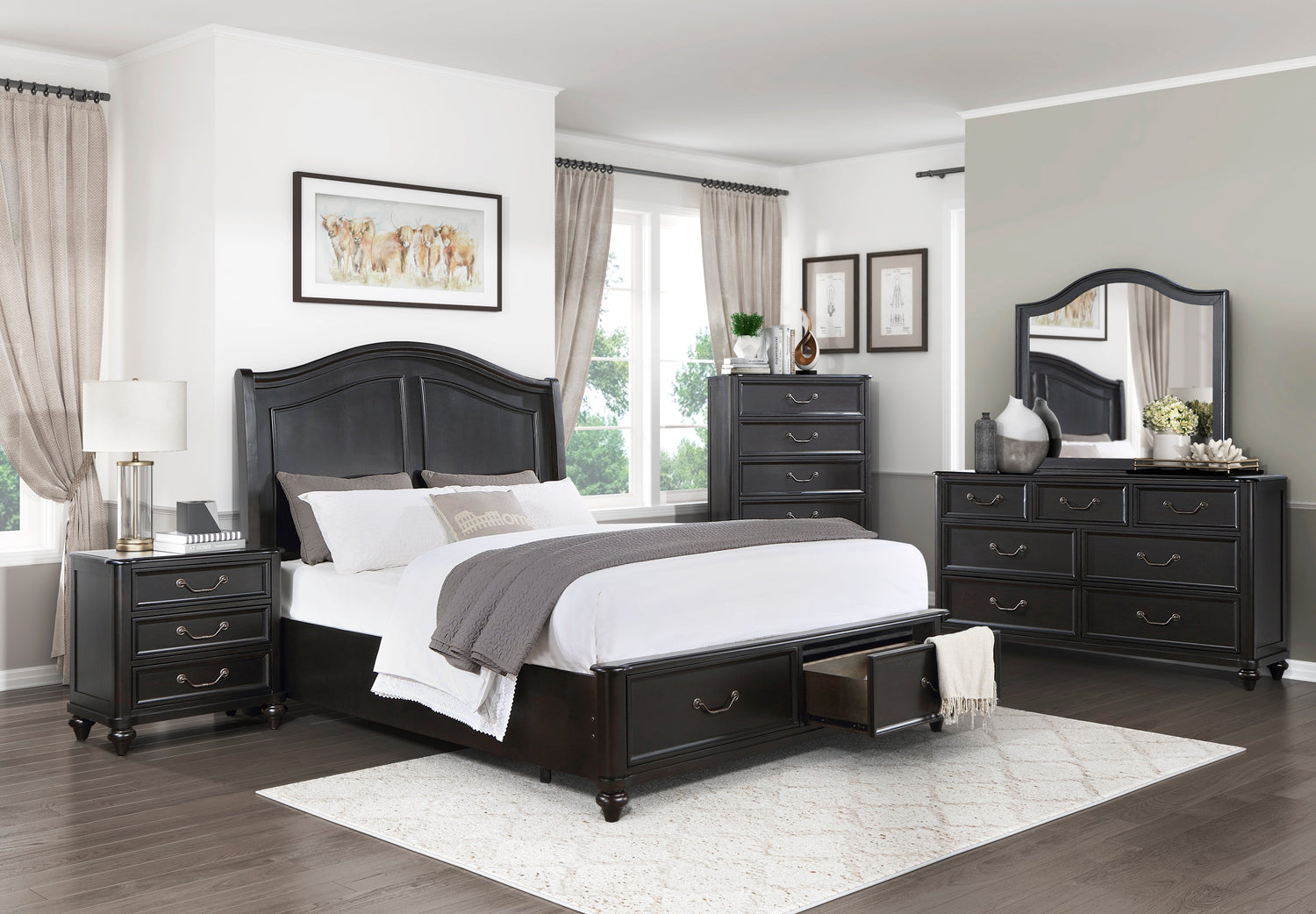 1420K-1EK* (3) Eastern King Platform Bed with Footboard Storage - Luna Furniture