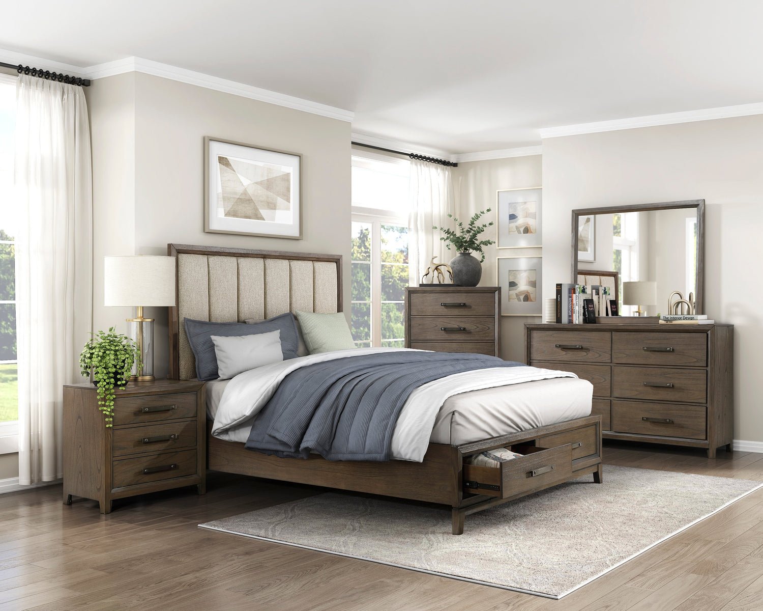 1422N-1* (3) Queen Platform Bed with Footboard Storage - Luna Furniture